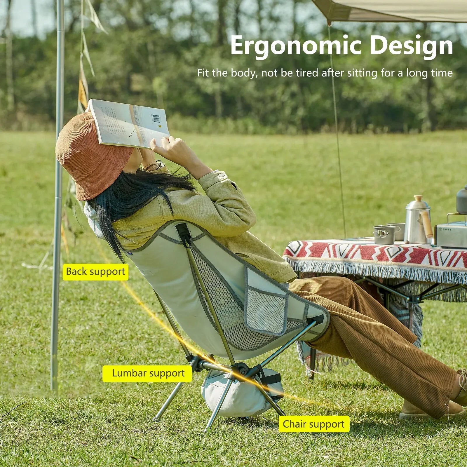 BISINNA Folding Chair Ultralight Detachabl Portable Camping Chair Fishing Chiar for Camping and Tourism Hiking Picnic Seat Tools