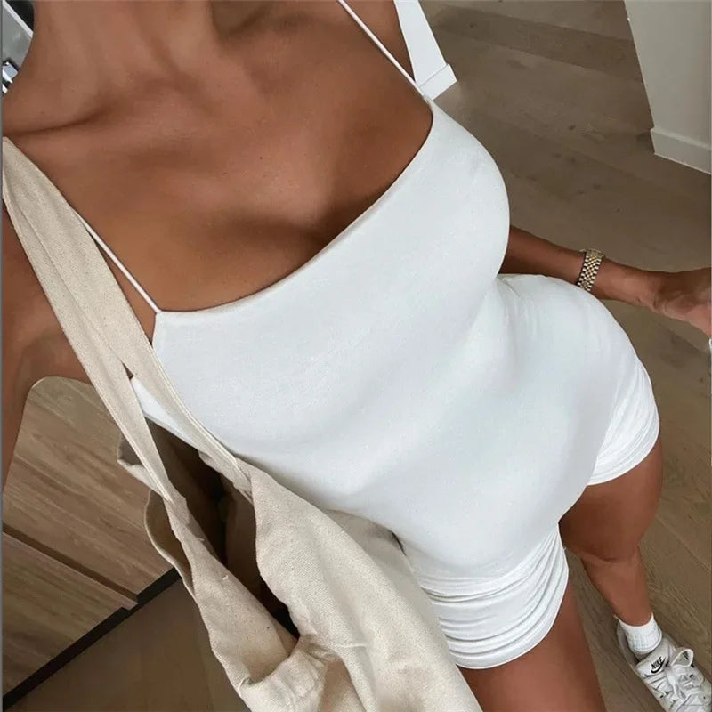 Sexy Bodysuit Bodycon Jumpsuits Women Romper Solid Sleeveless Playsuit Club Streetwear