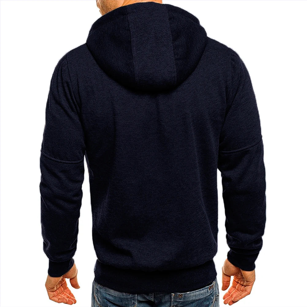 Men Casual Long Sleeve Zip Up Hoodies Tops Jacket Sports Fitness Gym Running Casual Pullover Tops Hooded Sweatshirt Coat Outwear