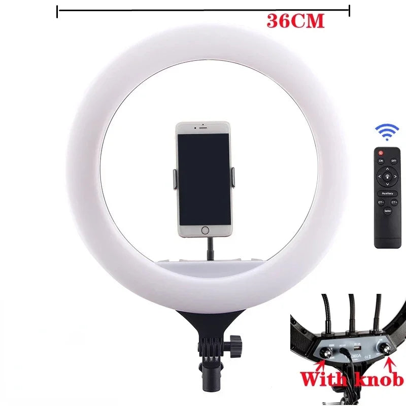 14 inch LED Ring Light with Stand Photographic Selfie Ring Lighting Makeup Video Studio Tripod Ring Light for Smartphone Youtube