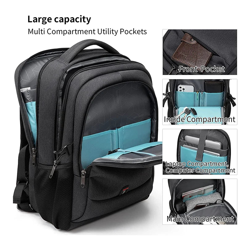 Laptop Backpack For Men 17.3''Large Capacity Backpack USB Port Bag Business Backpack Oxford Wear-resistant Waterproof Travel Bag