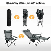 Folding Camping Chair with Removable Footrest Drink Holder Carry Bag Beach Chair with Adjustable Backrest Camping Lounger