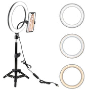 10" LED Selfie Ring Light with 50cm Tripod Stand & Cell Phone Holder for Tiktok/Live Stream/Makeup,Dimmable Desktop Camera Light