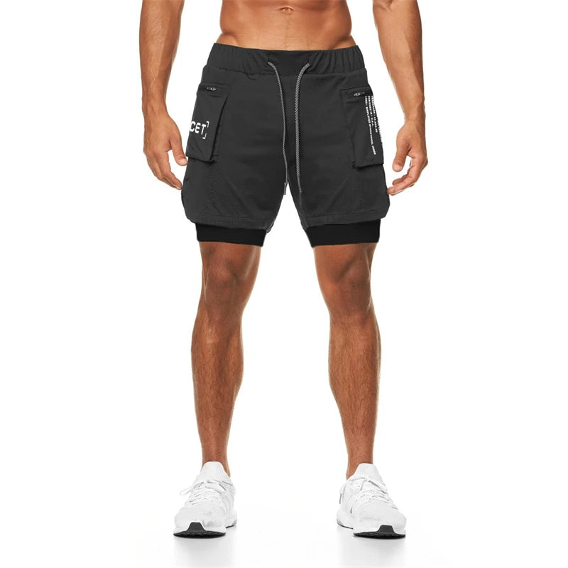 2022 Sport Shorts Men Sportswear Double-deck Running Shorts 2 In 1 Beach Bottoms Summer Gym Fitness Training Jogging Short Pants