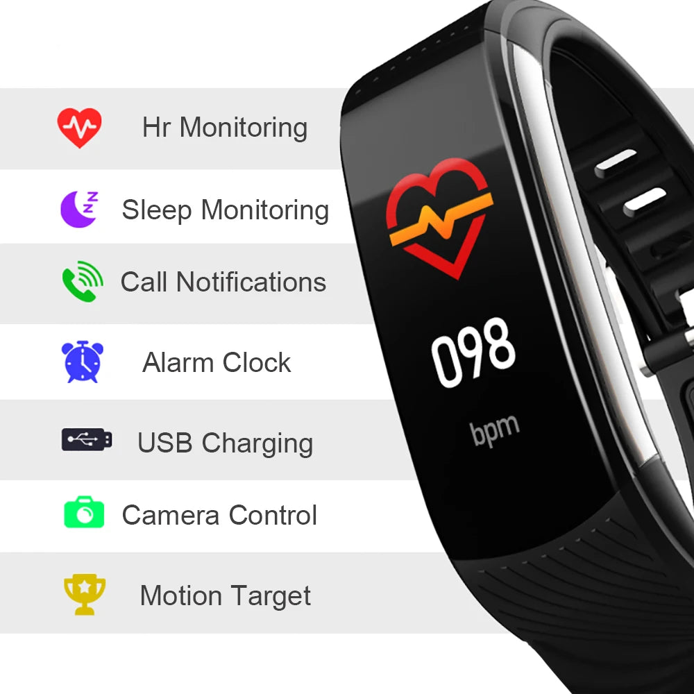 C6S Smart Bracelet Blood Pressure Health Monitoring Bluetooth Link Men and Women Sports Pedometer Smart Watch For Apple Android