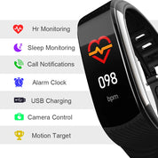 C6S Smart Bracelet Blood Pressure Health Monitoring Bluetooth Link Men and Women Sports Pedometer Smart Watch For Apple Android