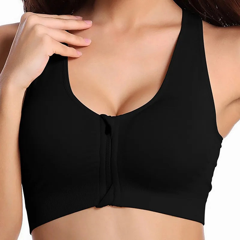 Women Zipper Push Up Sports Bra Vest Feamle Soft Underwear Shockproof Breathable Gym Fitness Bra Athletic Running Yoga Sport Top