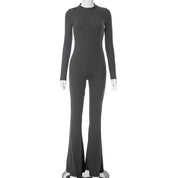 Cryptographic Autumn Fashion Casual Zip Up Bodycon Jumpsuits Outfits for Women Unitards One Piece Long Sleeve Rompers Overalls