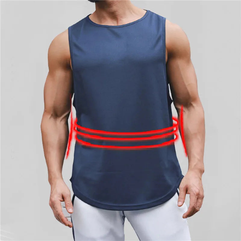 Men's Summer Quick Drying Gym Shirt Street Sleeveless T-Shirts For Men Tank Tops Workout Fitness Singlets Sport Vest Clothing