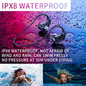 TWS Swimming IPX8 Deep Diving Waterproof Headphone Bluetooth Wireless Earphone 8GB RAM MP3 Music Player Fitness Sport Headset