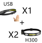 COB LED Induction Riding Headlamp Flashlight USB Rechargeable Waterproof Camping Headlight With All Perspectives Hunting Light