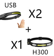 COB LED Induction Riding Headlamp Flashlight USB Rechargeable Waterproof Camping Headlight With All Perspectives Hunting Light