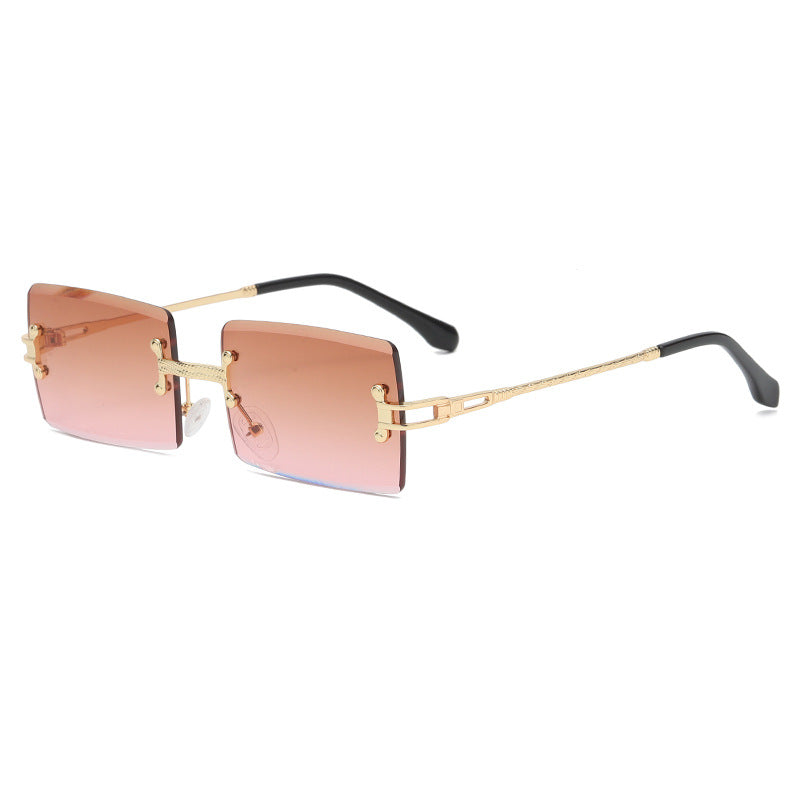 Vintage Frameless Cut-Edge Square Sunglasses